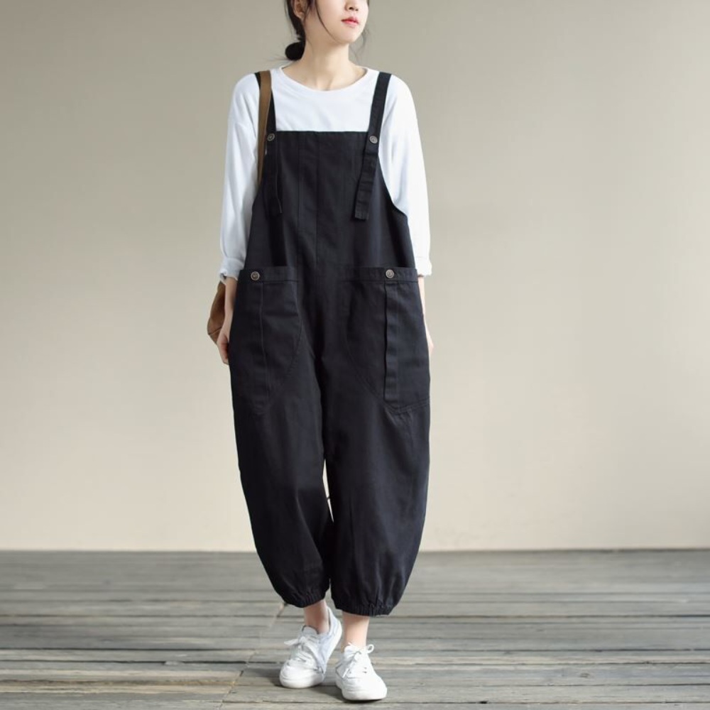 얇은 멜빵 점프수트 작업복 카고 조거 팬츠 캐주얼 데일리 워크웨어 봄 여름 - 상세 이미지 3