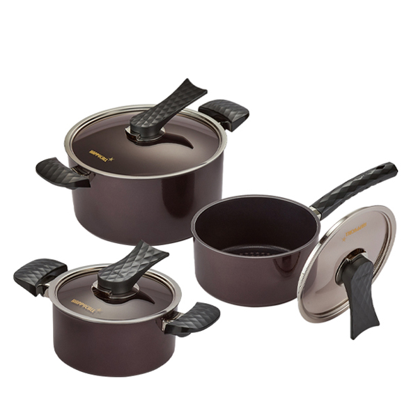 [N배송] 다이아몬드 IH 냄비 3종 세트B (16양손/18한손/24곰솥)