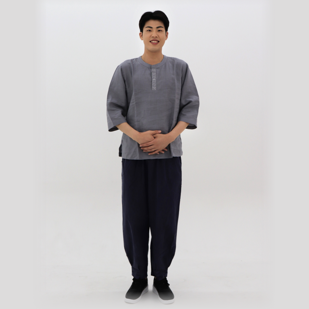 마 티셔츠 면 바지 한벌 세트 남자 남성 생활한복 개량한복 - 상품 이미지