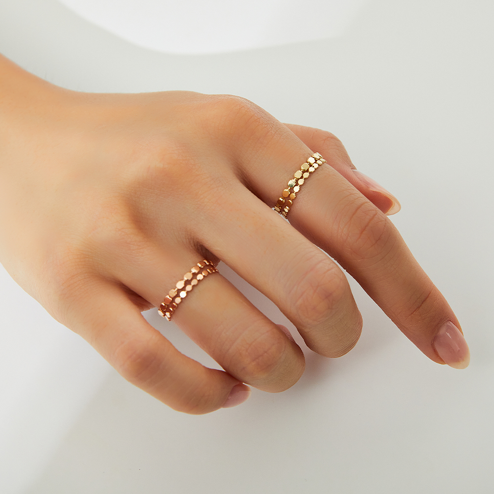 14K 스위트 판볼 체인 금 반지