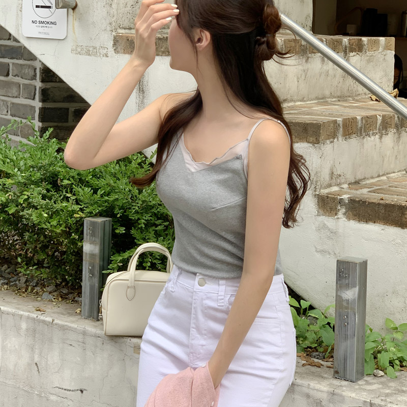 (끈조절o청순여리) 포티즈 골지 쉬폰 끈 나시 ts4148 - 상세 이미지 3