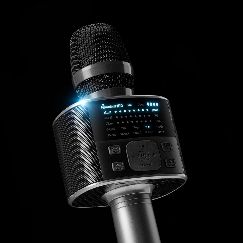 블루투스마이크 노래방마이크 휴대용 차량용 가정용 마이크 M100 블랙