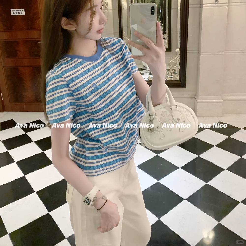 미녀와 순정남 26회 박도라 임수향 반팔 티셔츠 라운드넥 줄무늬 의상 옷 패션 - 메인 이미지