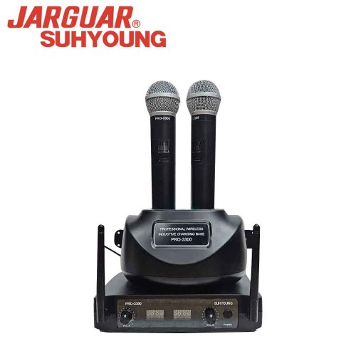 JARGUAR PRO-3300 2채널 충전식 무선마이크 노래방 행사용 강의용