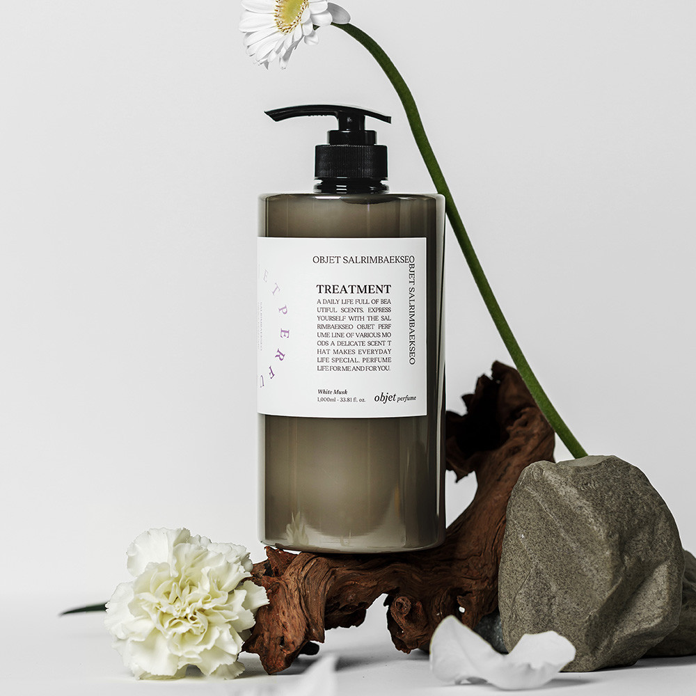 살림백서 오브제 퍼퓸 트리트먼트 1L 화이트머스크 대용량 헤어팩 미용실 극손상 손상모