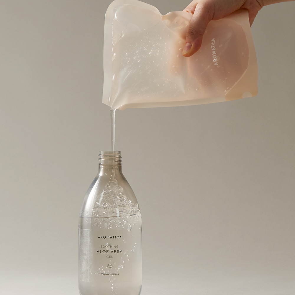 아로마티카 수딩 알로에 베라 젤 본품 & 리필 세트 (300ML+500ML) 고보습 바디로션 대용량 알로에젤 알로에 수딩젤 이미지 2