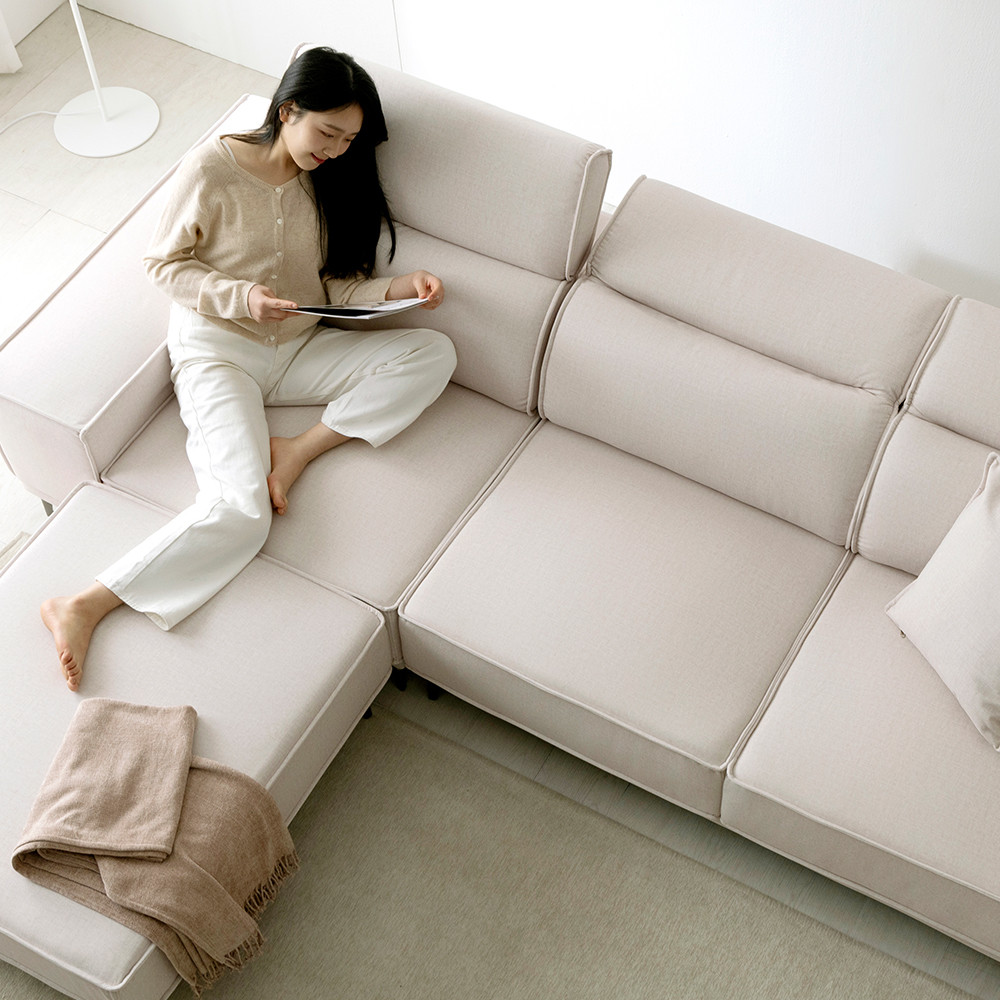 제나 카페 라운지 아쿠아텍스 패브릭 소파 4인용 소파 +스툴Event