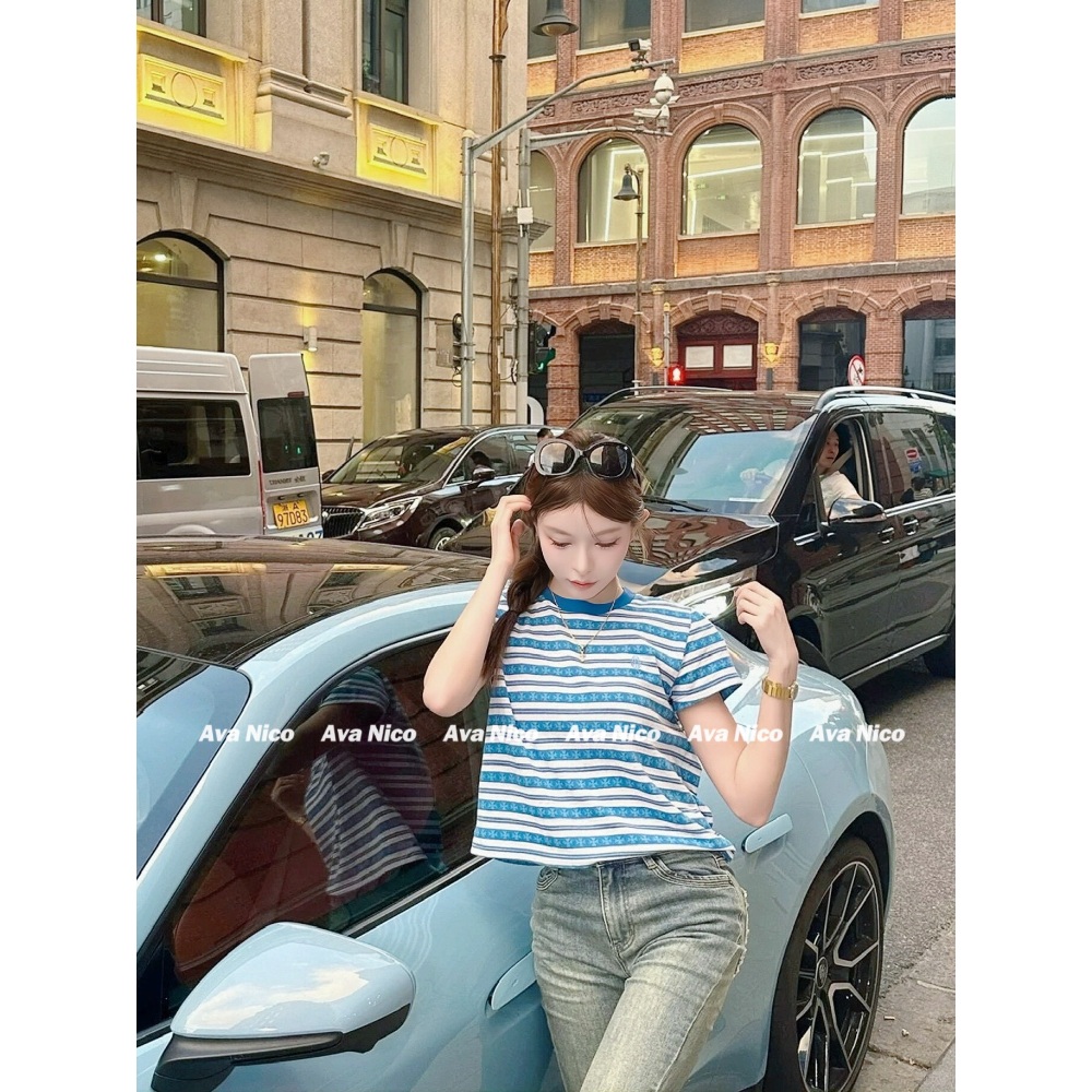 미녀와 순정남 26회 박도라 임수향 반팔 티셔츠 라운드넥 줄무늬 의상 옷 패션 - 상세 이미지 4