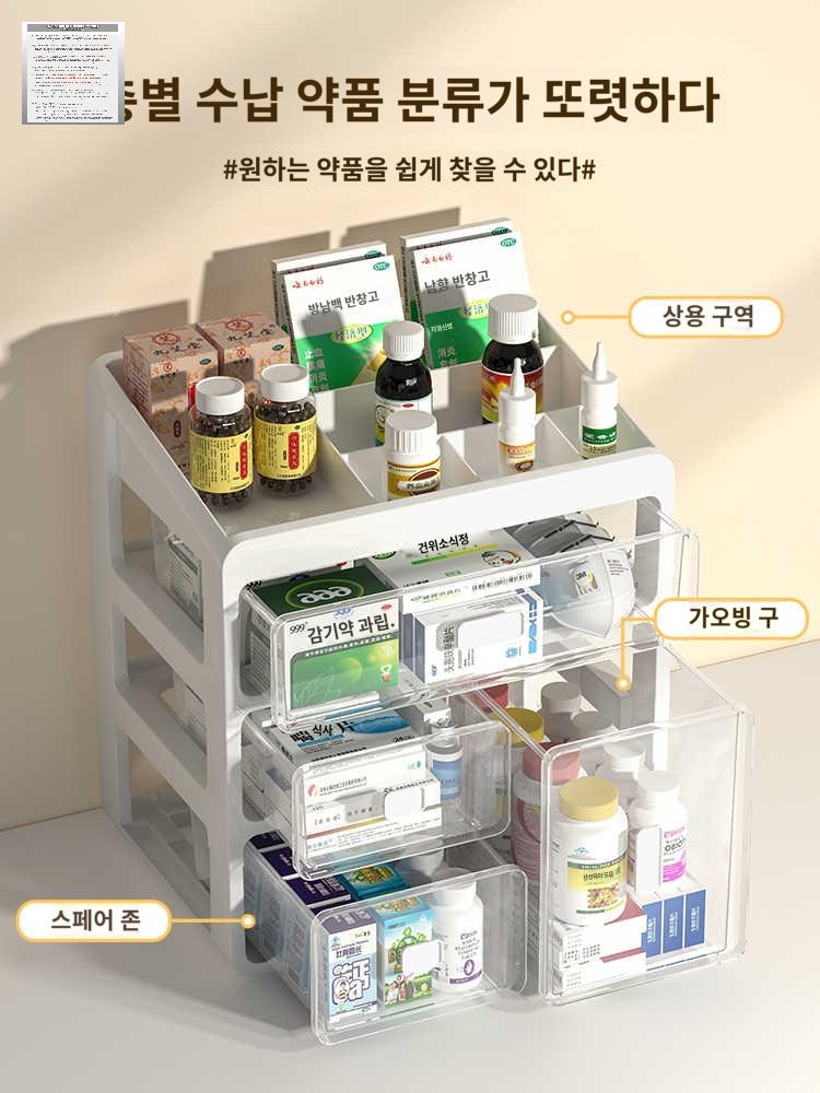 약 보관 가정용 서랍 정리 상자 수납 플라스틱 - 상세 이미지 3