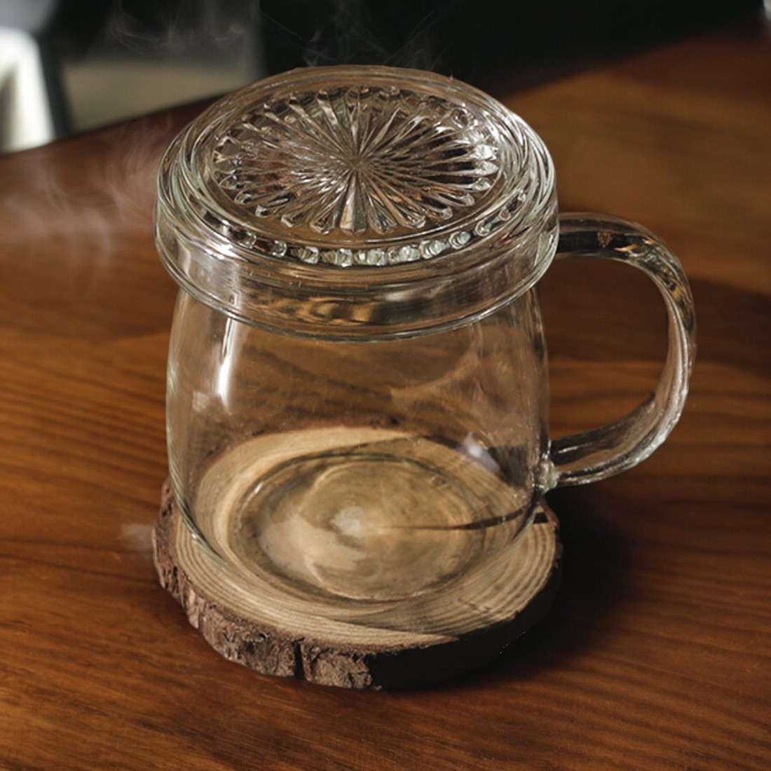 홈카페 뚜껑 내열 유리컵 아이스아메리카노 플랫화이트 커피잔 티머그 항아리 300ml