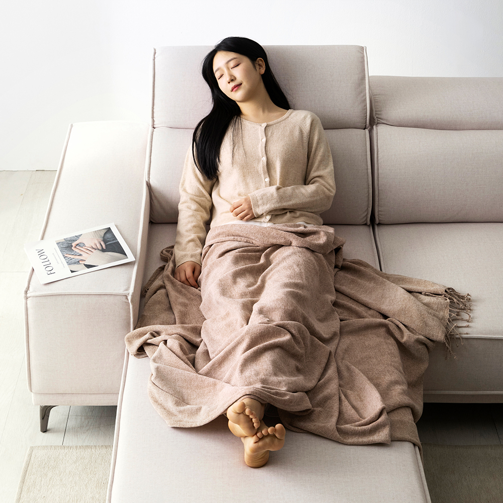 제나 카페 라운지 아쿠아텍스 패브릭 소파 3인용 소파 +스툴Event