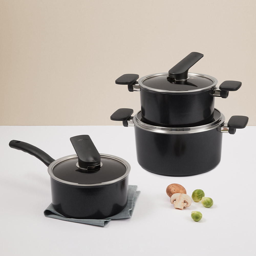 [N단독구성XN배송] 컴플리트 티타늄 IH 3종 냄비 세트 (18cm한손/20cm양손/24cm곰솥) 제품 이미지