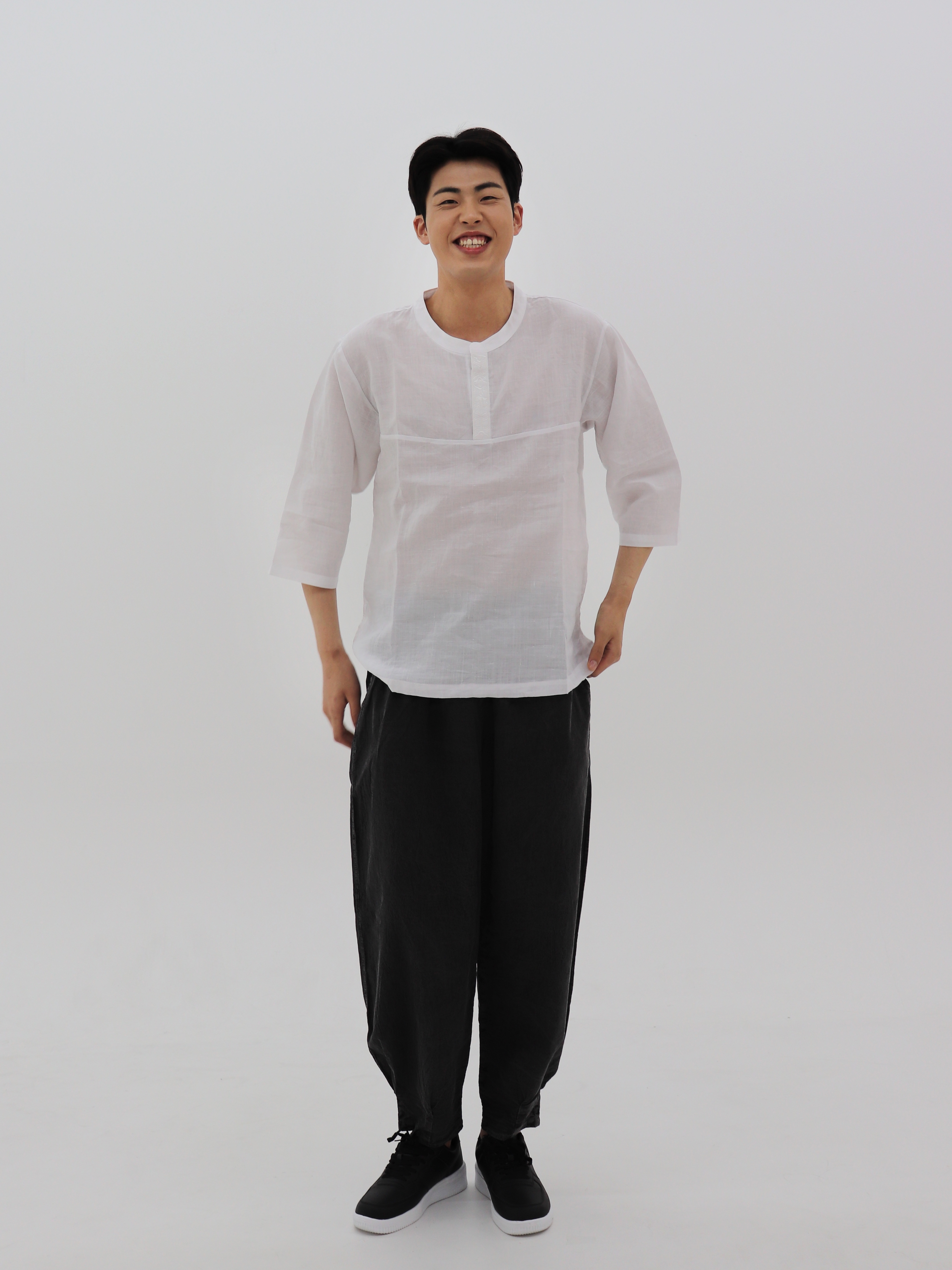 마 티셔츠 면 바지 한벌 세트 남자 남성 생활한복 개량한복 - 상세 이미지 2