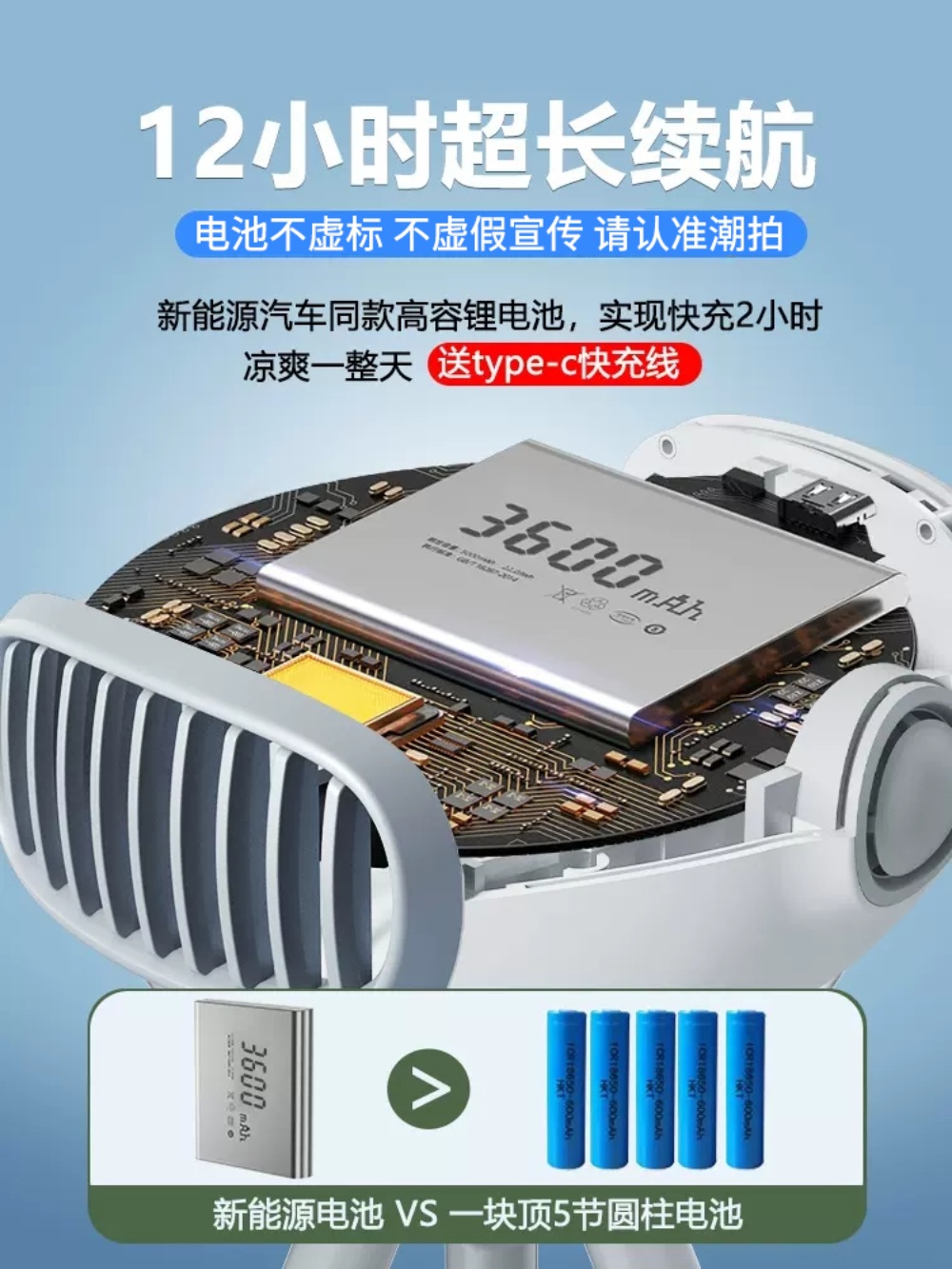 문어발 선풍기 집게형 유모차용 다용도 무선 캠핑 휴대용 유모차에어컨 문어선풍기 - 상세 이미지 2