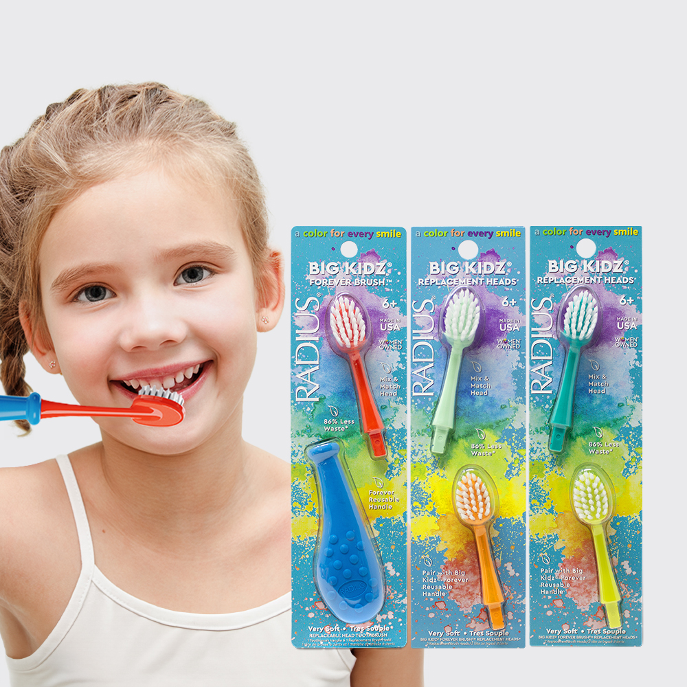 래디어스 빅키즈포에버 핸들 1입&리필헤드 5입 색상 선택 6세 이상 초등학생 칫솔 키즈칫솔