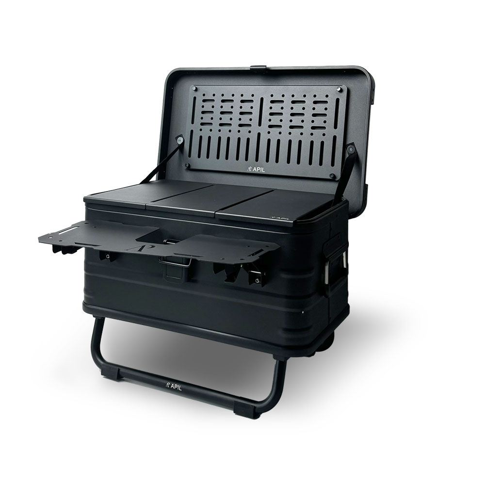 아필 강화 알루미늄 택티컬 멀티 수납 감성 캠핑박스 30L, 블랙