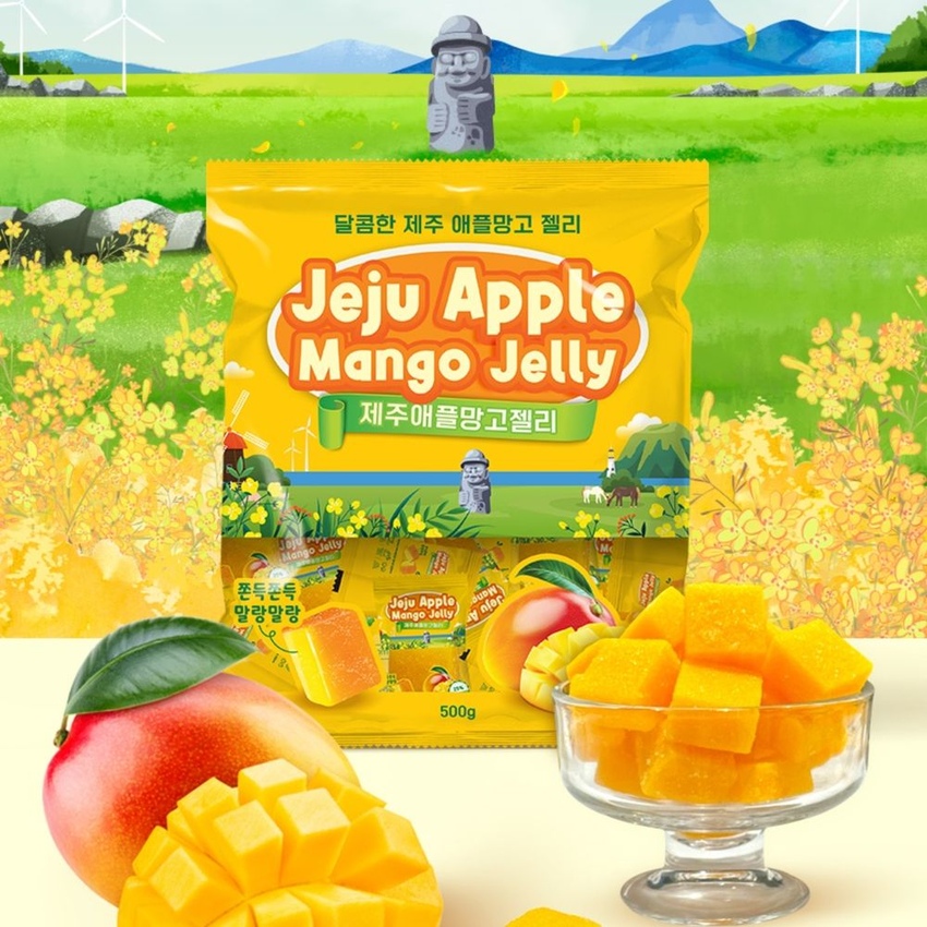 제주 애플망고 젤리 500g 톡까먹는 까톡 팝업 대용량 옛날 과일 후르츠