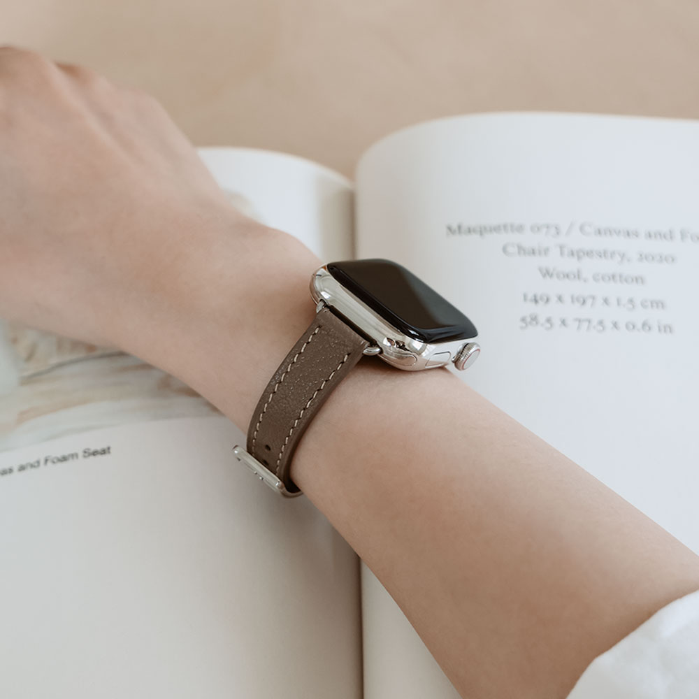 모이브 애플워치 11 10 9 8 6 SE 3 2 호환 가죽 슬림 스트랩 더블 투어 두줄