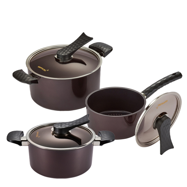 [N배송] 다이아몬드 IH 냄비 3종 세트A (18한손/20양손/24곰솥)