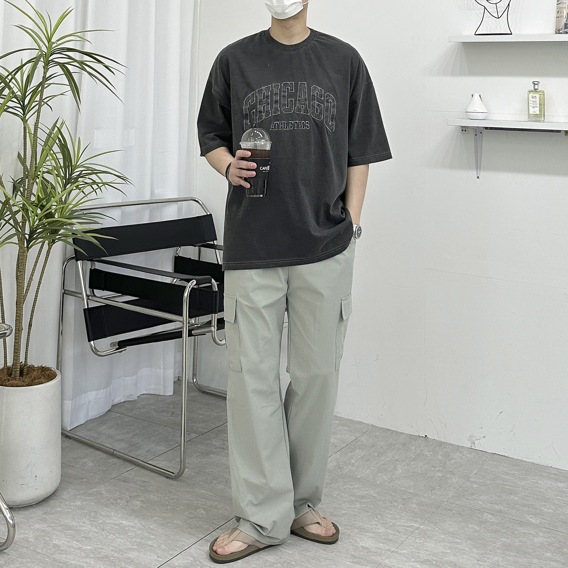 3XL까지 남자 여름 아이스 냉장고 바지 냉감 나일론 스판 카고 와이드 밴딩 팬츠 4color - 상세 이미지 2