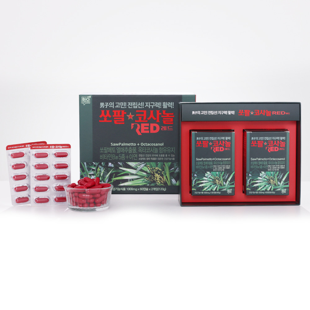 바이오크로스 남진 쏘팔코사놀 1000mg 그린 4개월분 쏘팔메토 골드 옥타코사놀