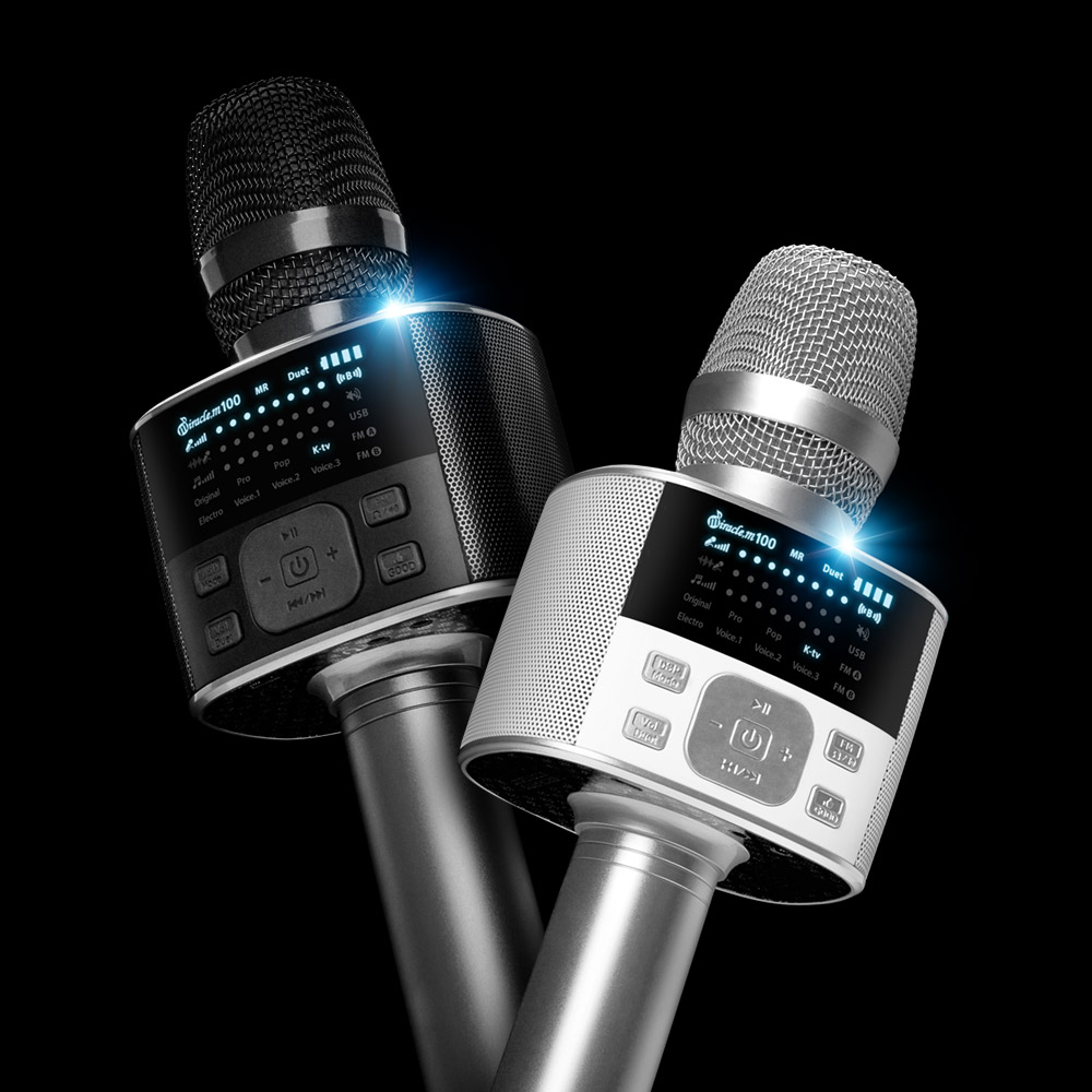 블루투스마이크 노래방마이크 휴대용 차량용 가정용 마이크 M100 블랙