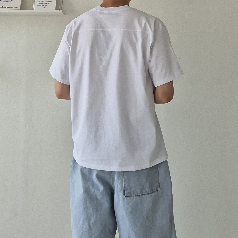 남자반팔티 오버핏 비침없는 20수 흰색 빅사이즈 티셔츠 - 상세 이미지 2