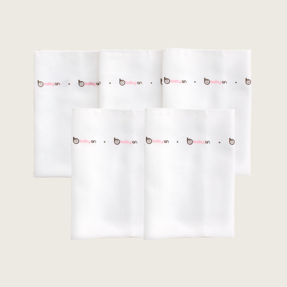 베이비앙 국내산 무형광 신생아 아기 순면 대나무 오가닉 사각 천기저귀 대형 5장(4면봉제)
