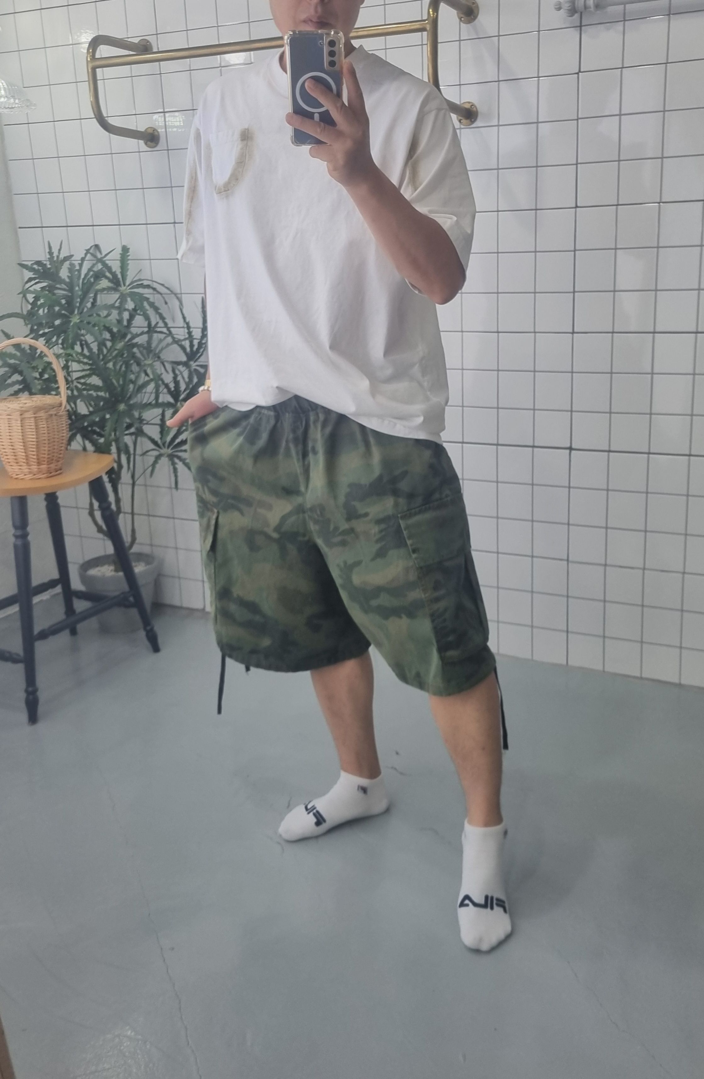 (무배)남녀공용 카모 포켓 와이드 반바지 - 상세 이미지 3
