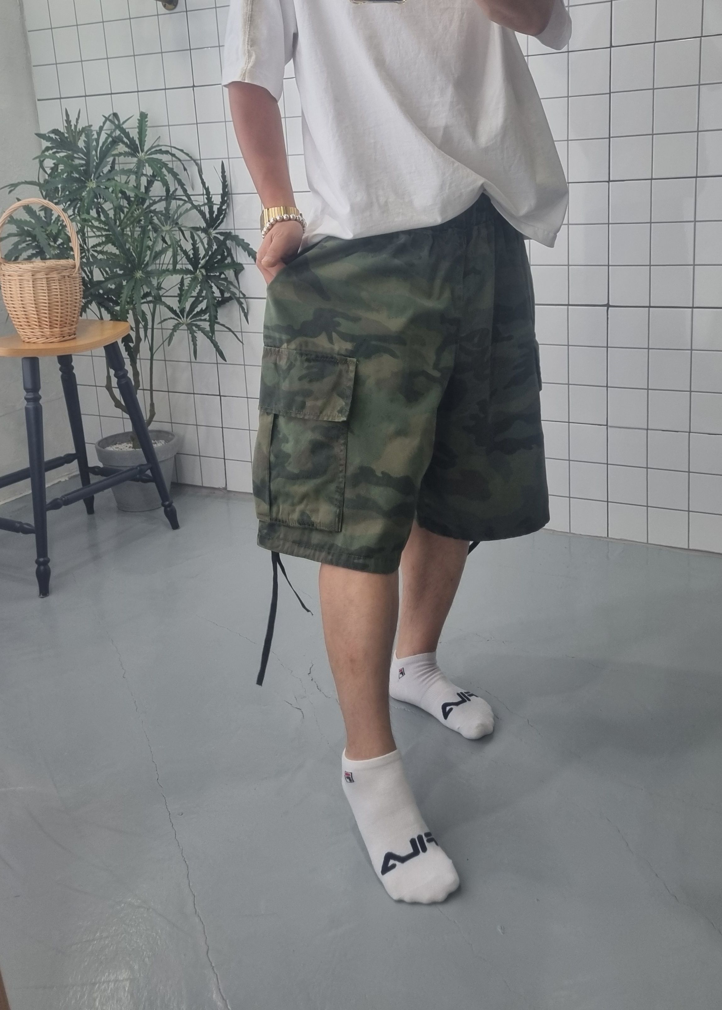 (무배)남녀공용 카모 포켓 와이드 반바지 이미지 6