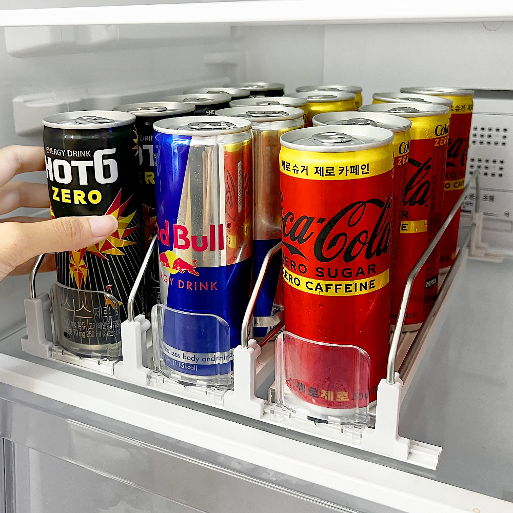 스토리빙 냉장고 정리 캔 음료수 디스펜서 31cm 3라인 편의점 음료수 트레이 제품 이미지