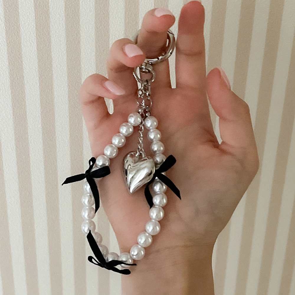 black ribbon 비즈 핸드폰 스트랩 줄 고리 - 상세 이미지 4