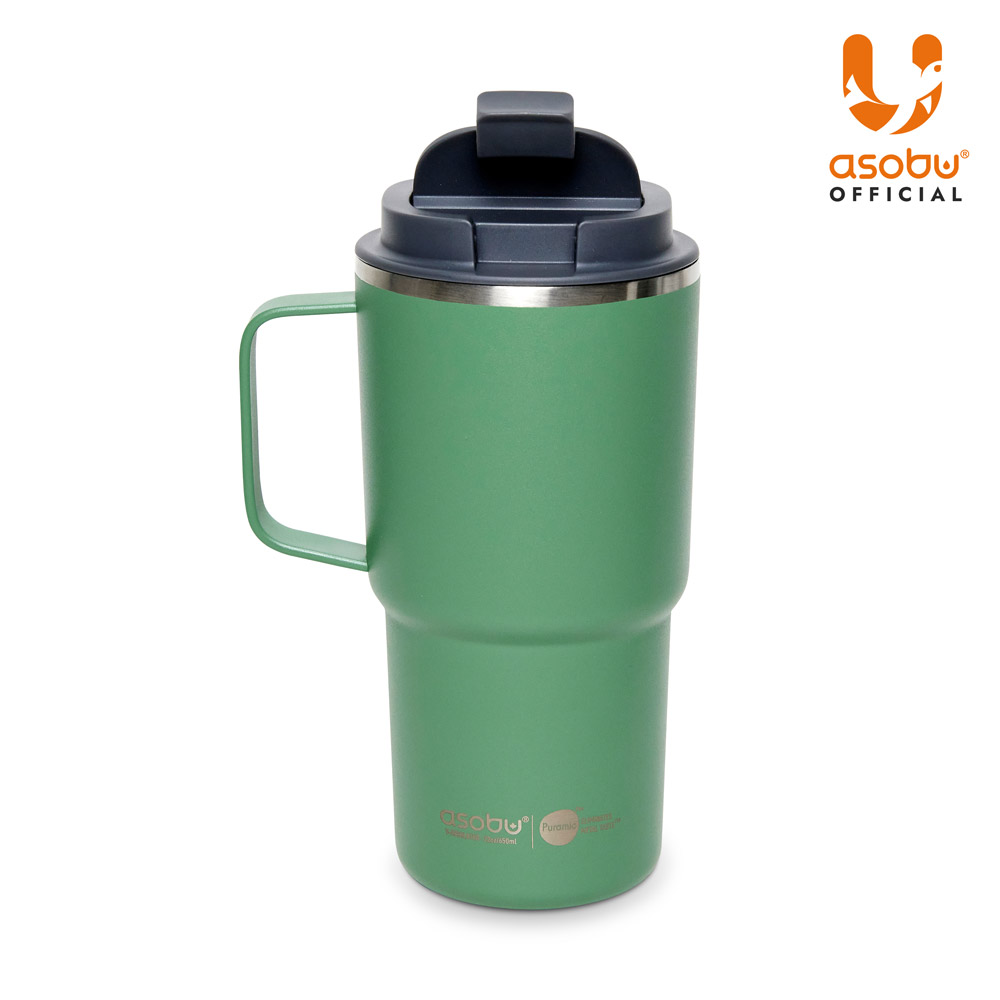 아소부 스텐 세라믹 진공 보온보냉 손잡이 머그 텀블러 니트로 650ml, 바질그린 - 상세 이미지 2