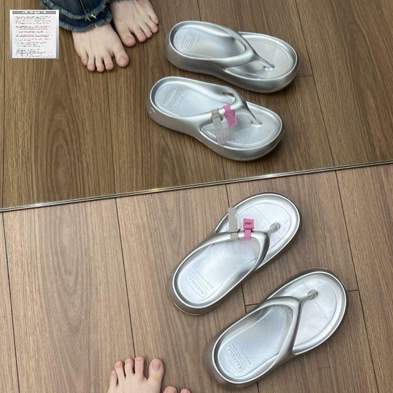 은색 굽있는 실버쪼리 플립플랍 조리 여성 - 상세 이미지 3