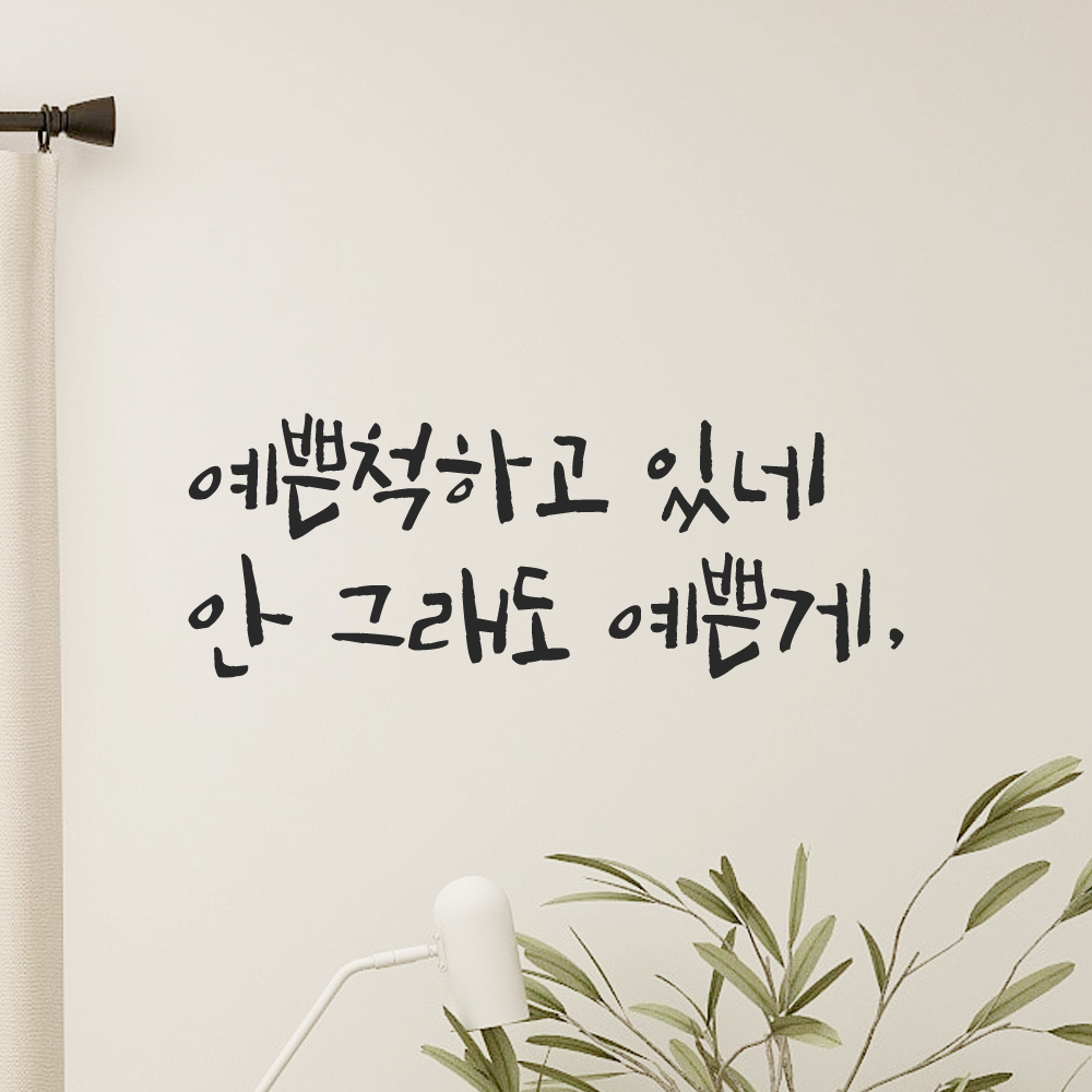 캘리그라피 레터링 스티커 예쁜척하고 있네 안 그래도 예쁜게 LC-003S 검정 - 상세 이미지 2