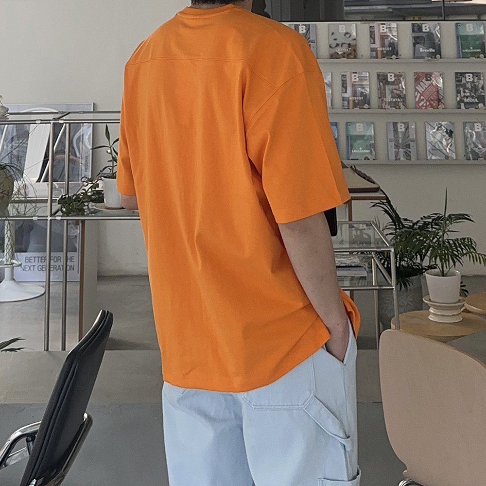무지 반팔티 오버핏 빅사이즈 20수 절개 남자 반팔티 - 상세 이미지 2