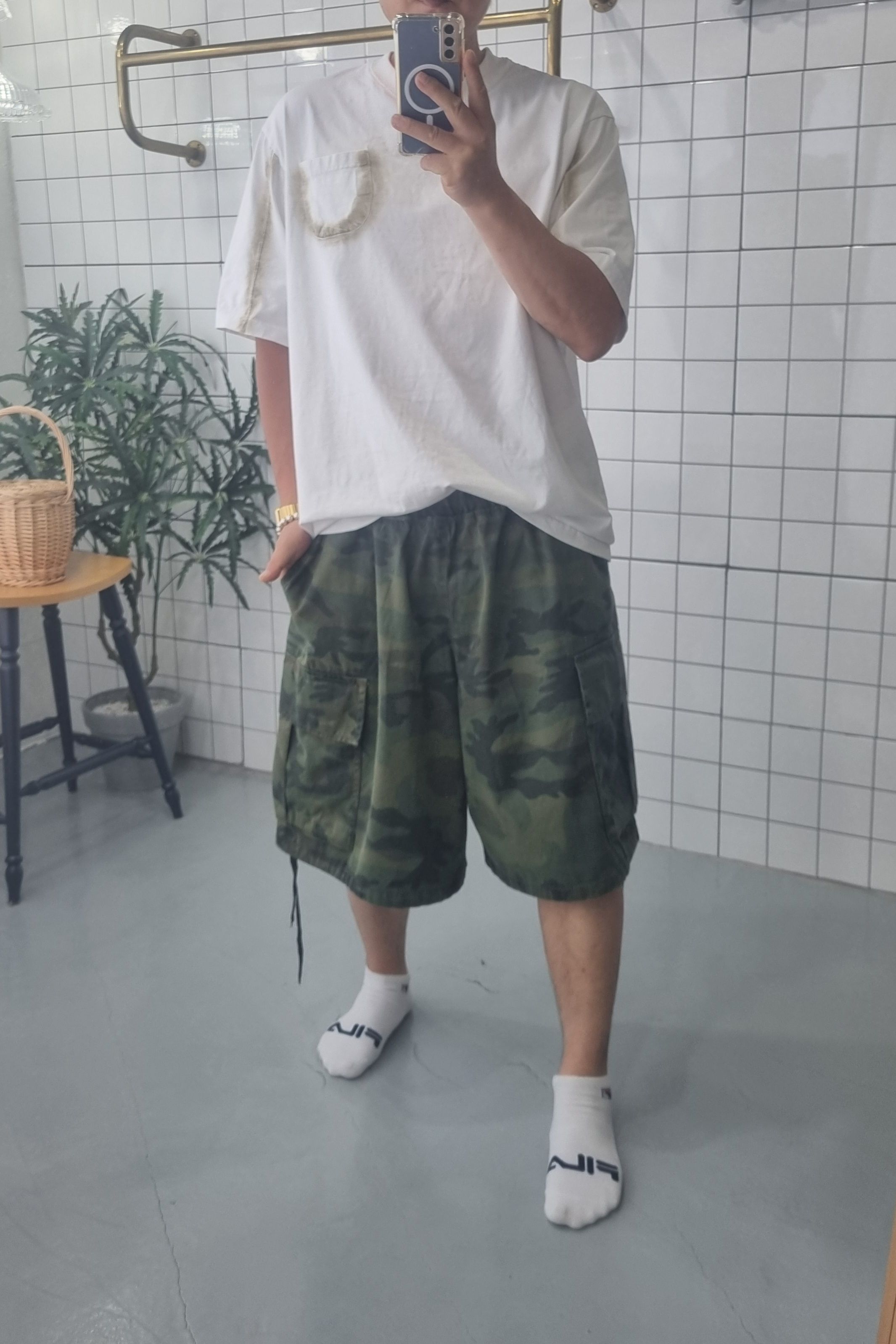 (무배)남녀공용 카모 포켓 와이드 반바지 - 상세 이미지 2