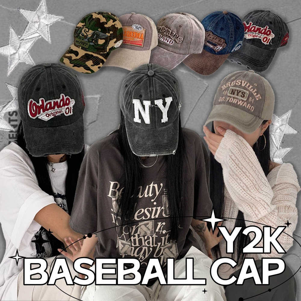 [18종/BEST] y2k 레터링 자수 빈티지 페스티벌 볼캡 모자 모음 상세 이미지 1
