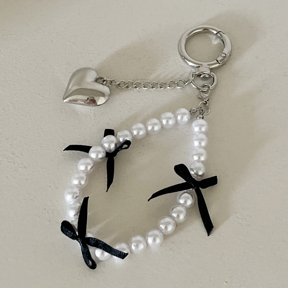 black ribbon 비즈 핸드폰 스트랩 줄 고리 - 상세 이미지 2