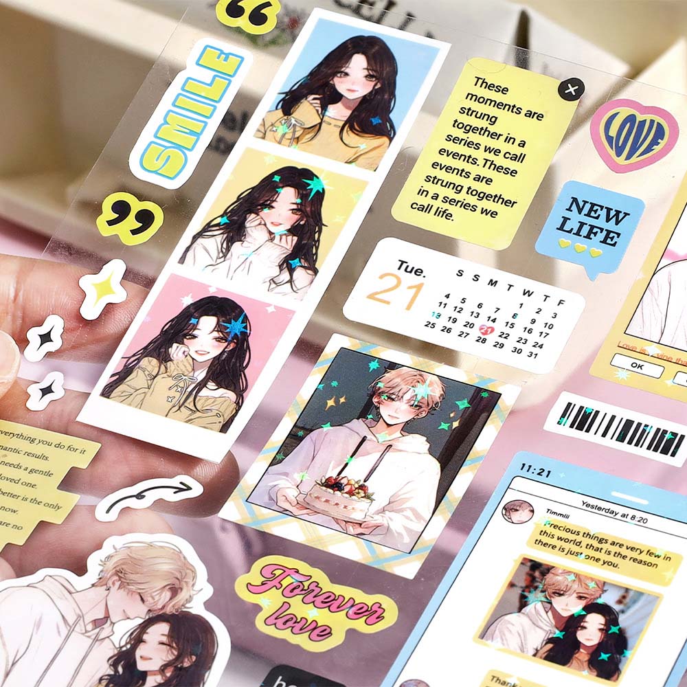 Y2K 밀레니엄 스타일 학생스티커 소년 소녀 우정 연인 다이어리꾸미기스티커 옵션1 - 상세 이미지 3