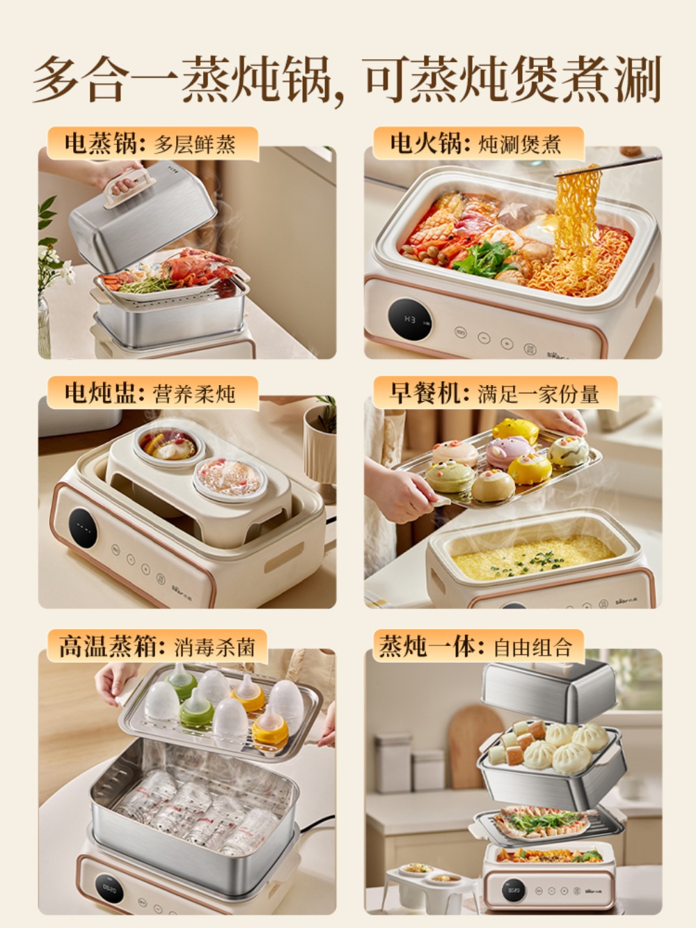 전기야채찜기 계란 만능찜기 가정용 전기냄비 호빵 만능 다기능 스팀 대용량 - 상세 이미지 2
