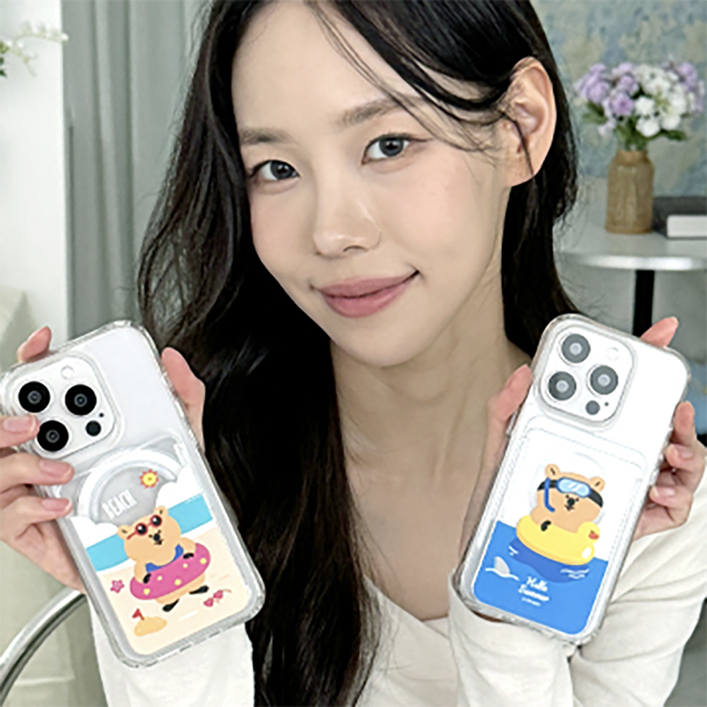 캐릭터 맥세이프 카드지갑 쿼카 여름휴가 투명 - 상세 이미지 4