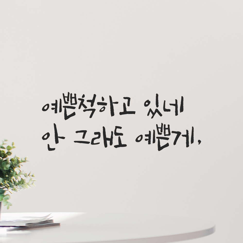 캘리그라피 레터링 스티커 예쁜척하고 있네 안 그래도 예쁜게 LC-003S 검정 - 상세 이미지 3