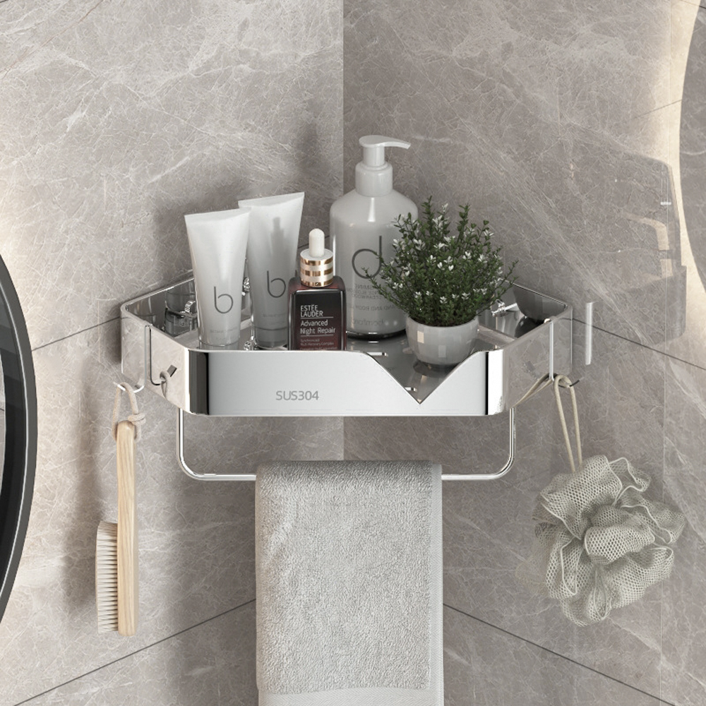 스텐304 화장실코너선반 무타공욕실선반 욕실정리대