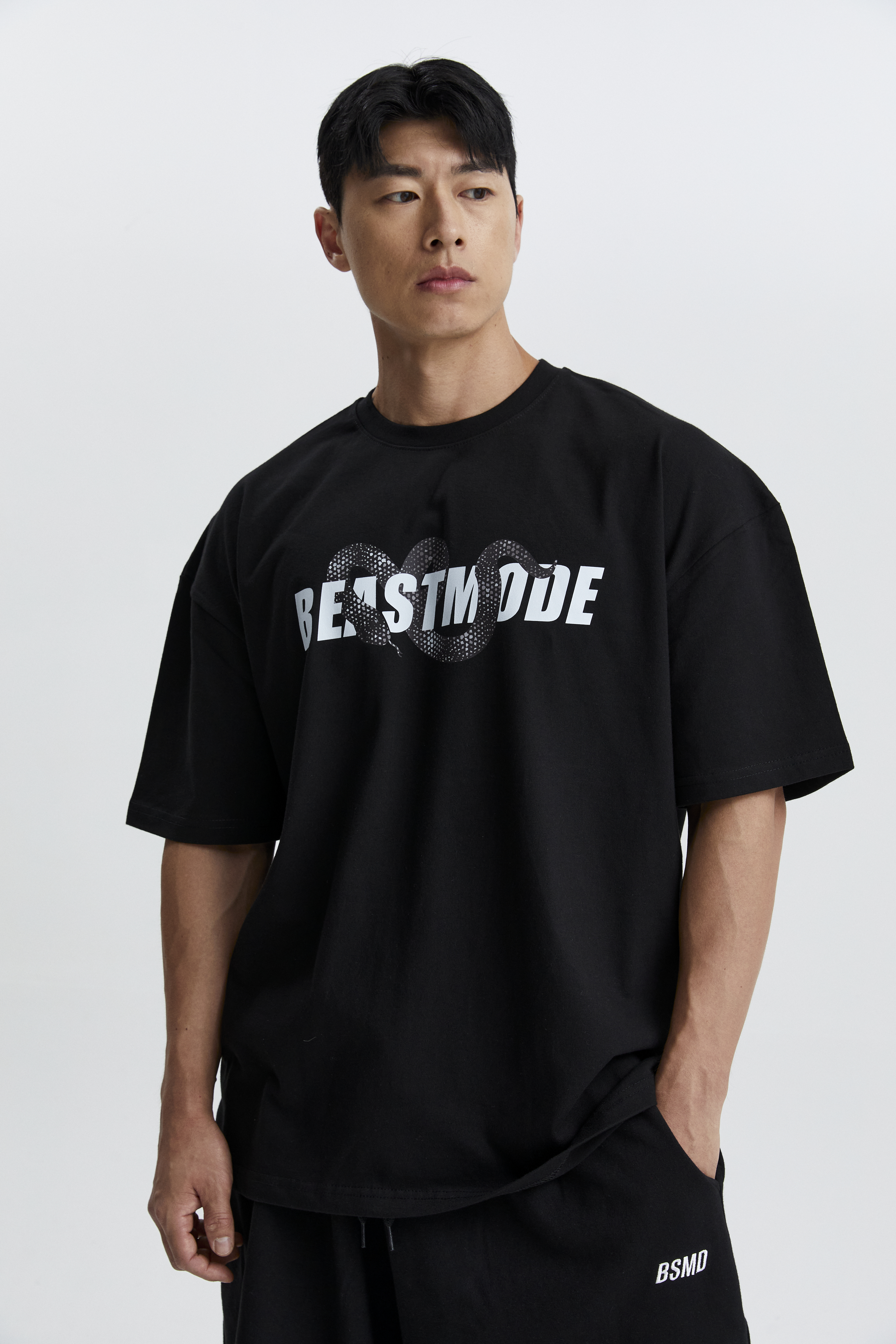 비스트모드 스네이크 짐웨어 반팔 티셔츠 빅사이즈 티셔츠 오버핏 티셔츠