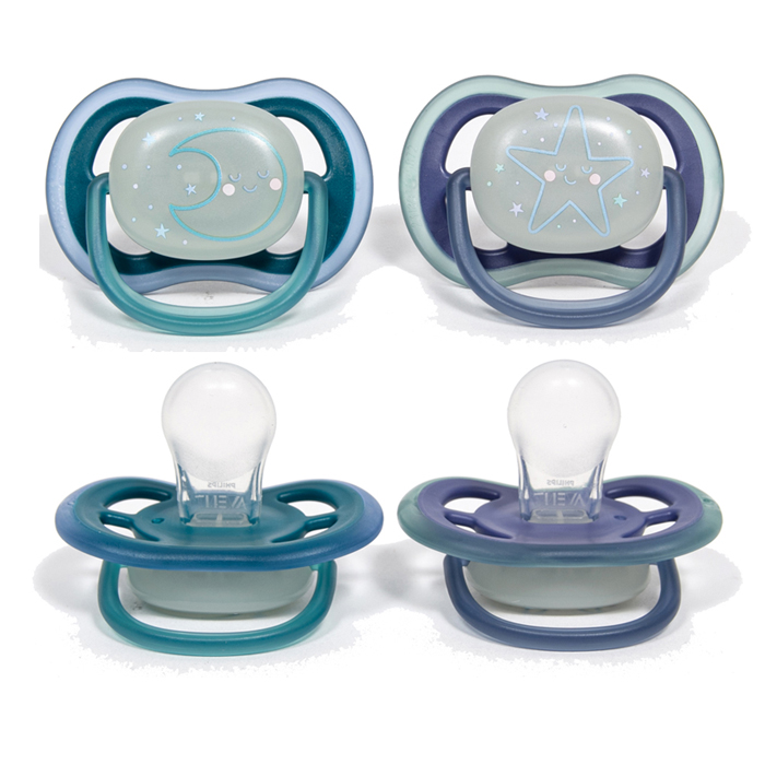 아벤트 쪽쪽이 울트라 소프트 에어 노리개 울트라나이트 6-18개월 블루(야광)