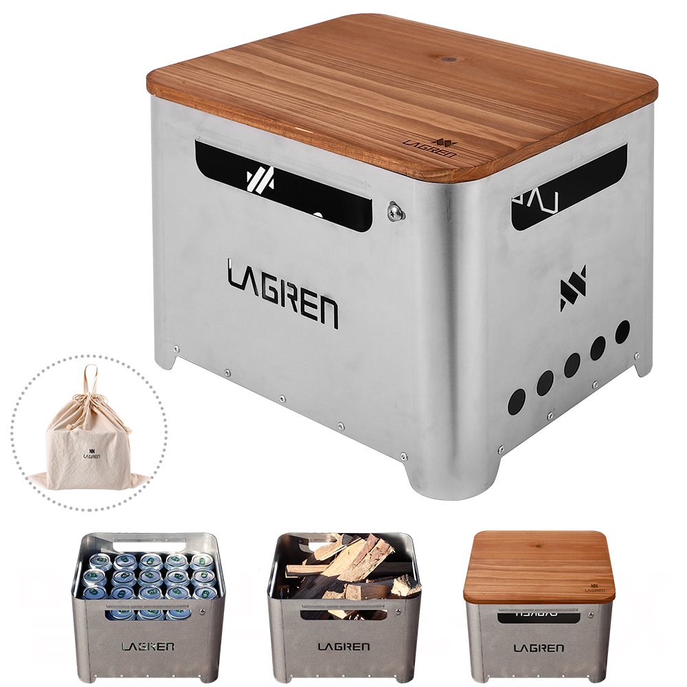 꾸버스 캠핑 멀티 박스 불멍 화로대 비어박스 장작 보관 의자 수납함