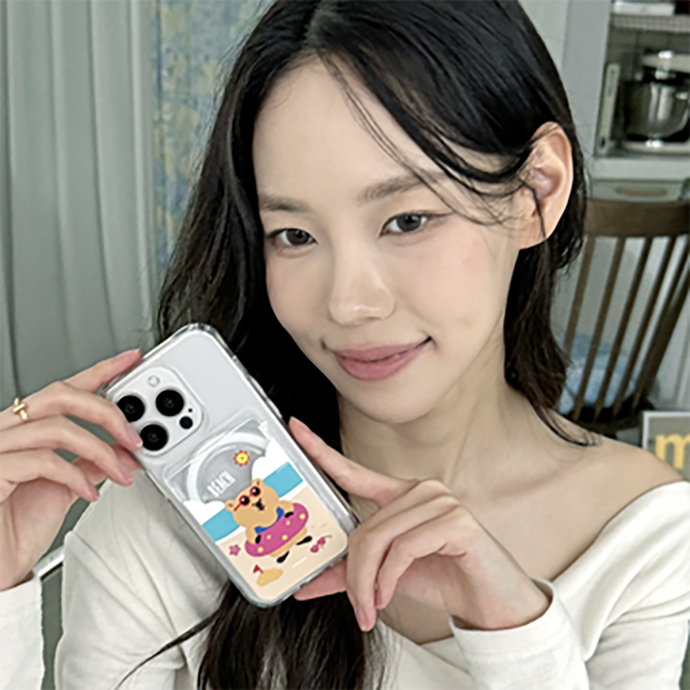 캐릭터 맥세이프 카드지갑 쿼카 여름휴가 투명 - 상세 이미지 3