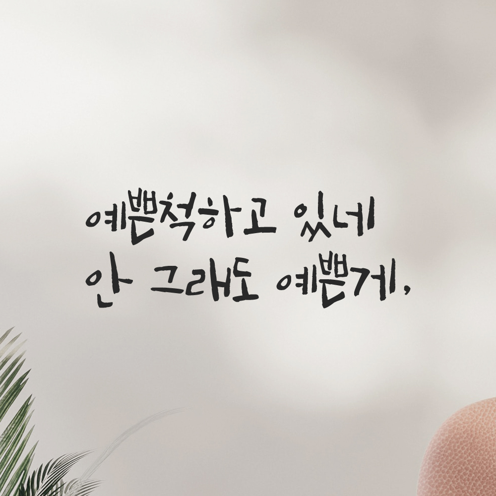 캘리그라피 레터링 스티커 예쁜척하고 있네 안 그래도 예쁜게 LC-003S 검정 이미지 7