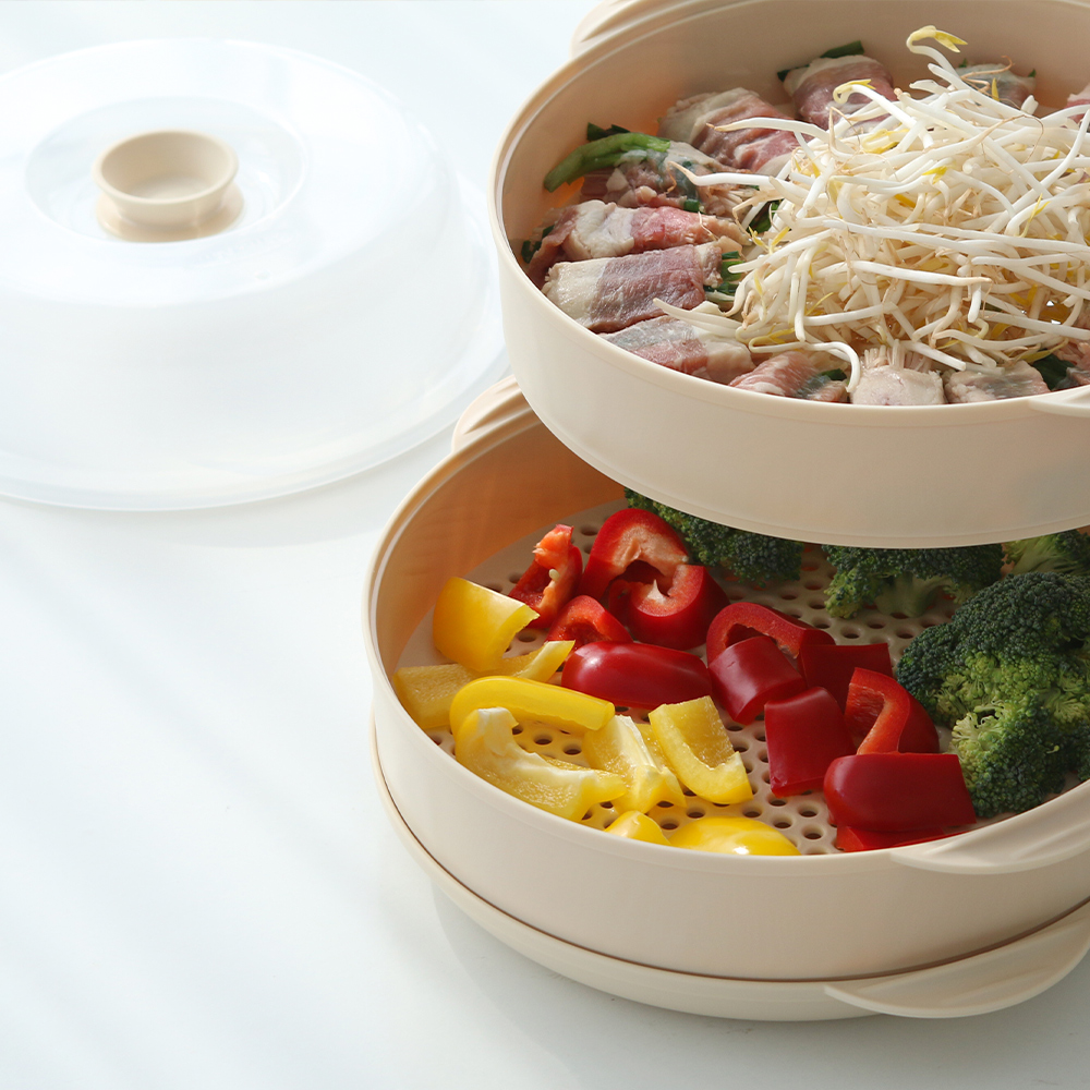 전자레인지용 대용량 찜기 대형 찜냄비 만두 야채 그릇 이미지 6
